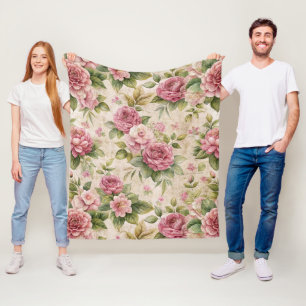 Couverture Polaire Patty Vintage Inspiré rose motif floral