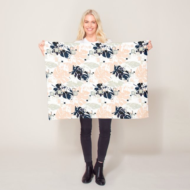 Couverture Polaire Paume de la jungle tropicale feuille (En situation)