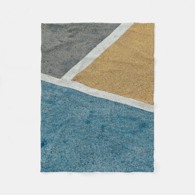 Couverture Polaire Pavé peint gris, jaune et bleu (Devant)