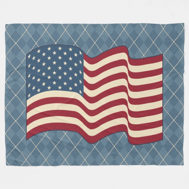 Couverture Polaire Pavillon américain patriotique Fleece Blanket rust (Devant (Horizontal))