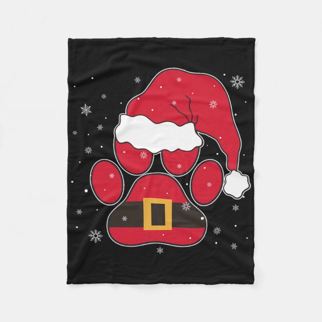 Couverture Polaire Paws Santa Hat Dog Cat Paw Christmas Pet Lover  (Devant)