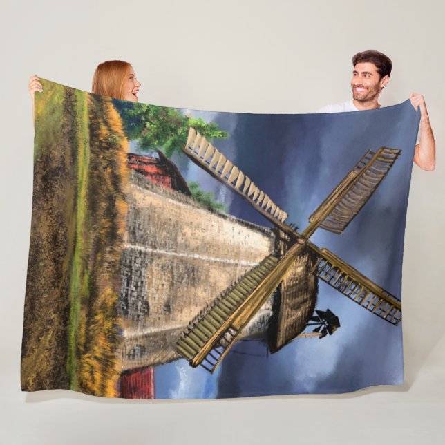 Couverture Polaire Pays-Bas Landscape Windmill Fleece Blanket cadeau (En situation)