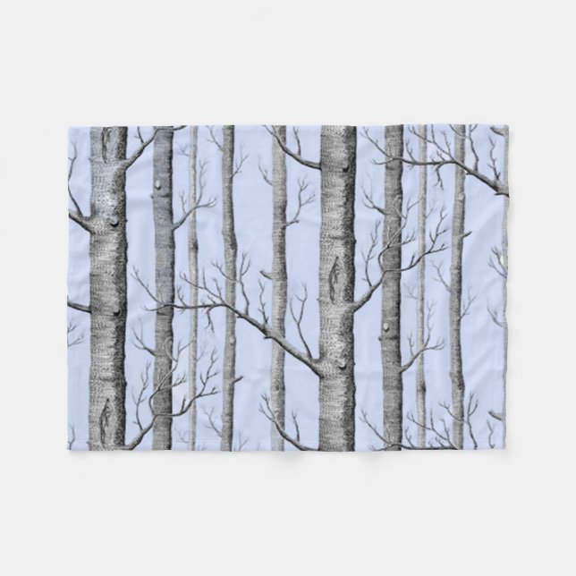 Couverture Polaire Pays, Beaux arbres d'Aspen sur Bleu (Devant (Horizontal))