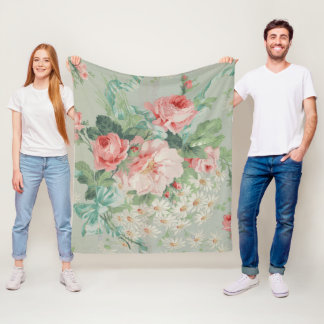 Couverture Polaire Pays Français Vintage Choux Roses