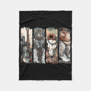 Couverture Polaire Pays Western Cowgirl Cowboy Boots Vache Crâne de v