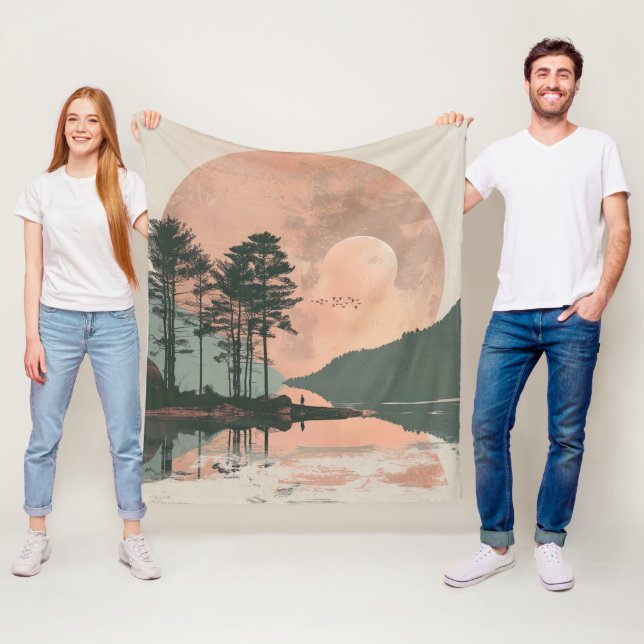 Couverture Polaire Paysage Abstrait de Boho (1) (En situation)