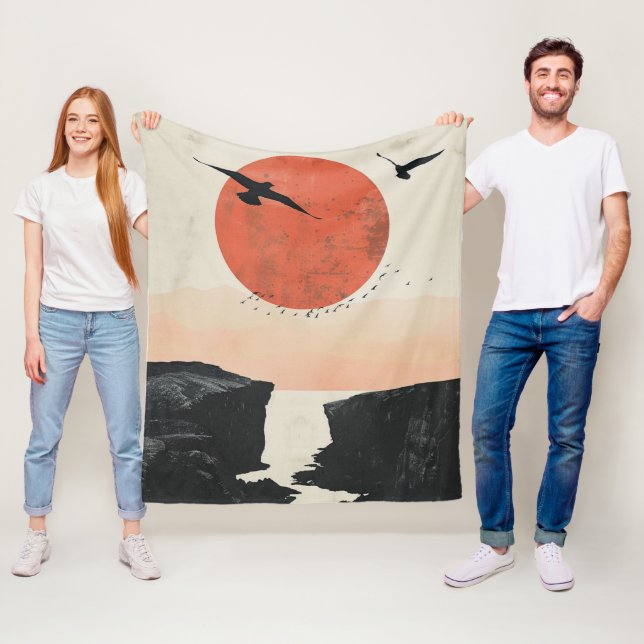 Couverture Polaire Paysage Abstrait de Boho (12) (En situation)