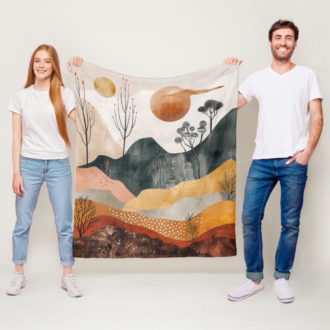 Couverture Polaire Paysage Abstrait de Boho (15) (En situation)