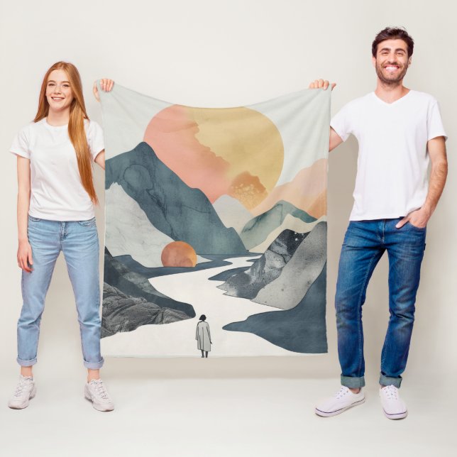 Couverture Polaire Paysage Abstrait de Boho (2) (En situation)