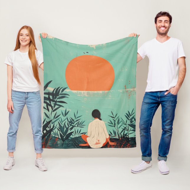 Couverture Polaire Paysage Abstrait de Boho (22) (En situation)