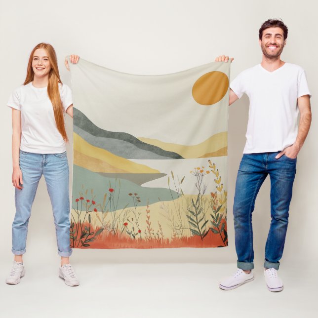 Couverture Polaire Paysage Abstrait de Boho (25) (En situation)