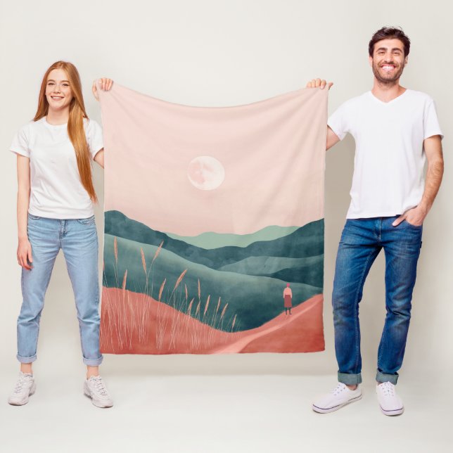 Couverture Polaire Paysage Abstrait de Boho (7) (En situation)