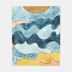 Couverture Polaire Paysage Abstrait moderne minimaliste avec S doré