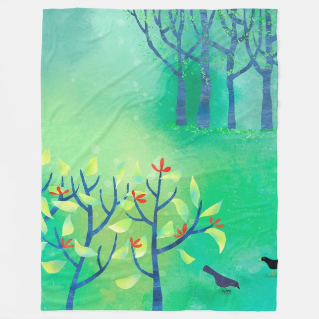 Couverture Polaire Paysage Abstrait vert (Devant)