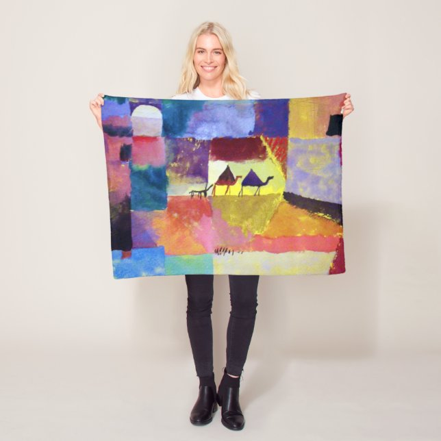 Couverture Polaire Paysage avec chameaux, Paul Klee (En situation)