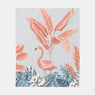 Couverture Polaire Paysage botanique vintage tropical, palmier rose
