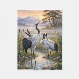 Couverture Polaire Paysage Brumeux Grues Élégantes Nature Faune Fle