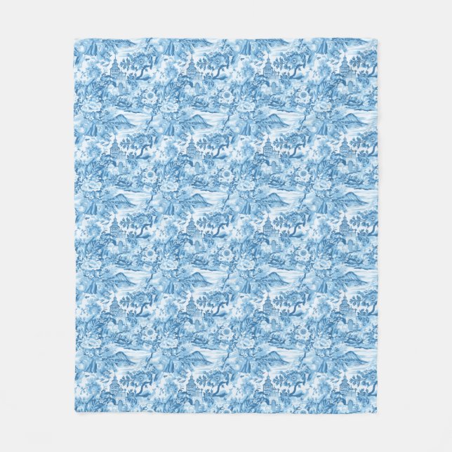 Couverture Polaire Paysage classique en toile bleue (Devant)