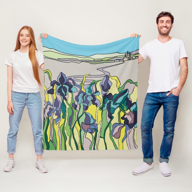 Couverture Polaire Paysage dans le style vitrail (En situation)