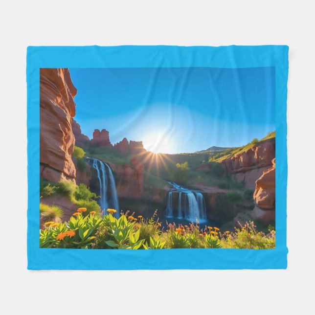 Couverture Polaire Paysage de la cascade de Sunrise Sandstone (Devant (Horizontal))