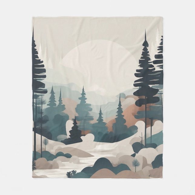 Couverture Polaire Paysage de la forêt de Boho (Devant)