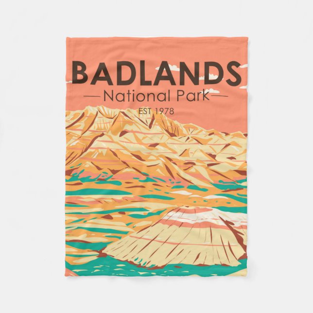 Couverture Polaire Paysage du parc national Badlands Vintage (Devant)