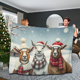 Couverture Polaire Paysage hivernal avec mouton et Cabine