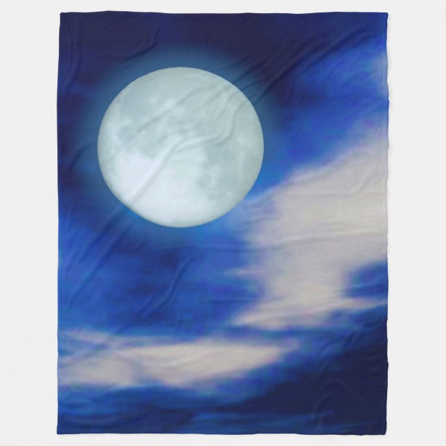 Couverture Polaire Paysage lunaire avec nuages lune (Devant)
