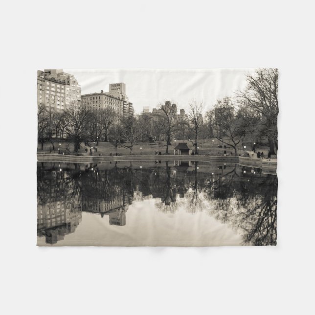 Couverture Polaire Paysage noir et blanc dans le Central Park (Devant (Horizontal))