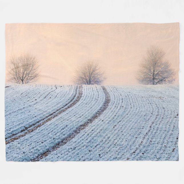 Couverture Polaire Paysages hivernaux avec Hoarfrost - (Devant (Horizontal))