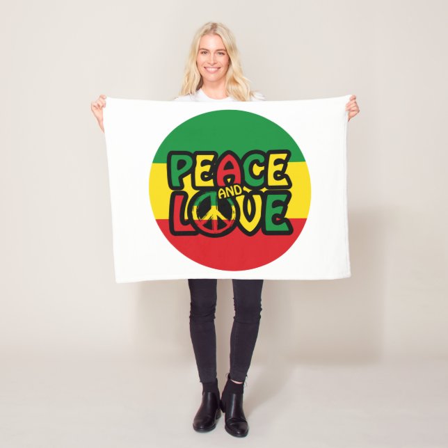 Couverture Polaire PEACE and LOVE, reggae (En situation)