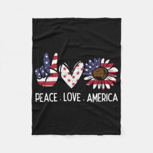 Couverture Polaire Peace Love America Us Drapeau Quatrième Femme 4e D