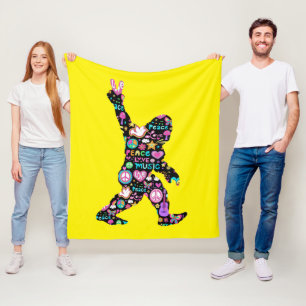 Couverture Polaire Peace Love Bigfoot Hippie Funny Bigfoot Lover