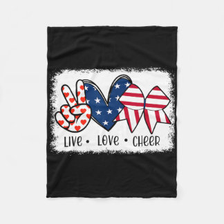 Couverture Polaire Peace Love Cheer Usa Drapeau 4 juillet Cheerled