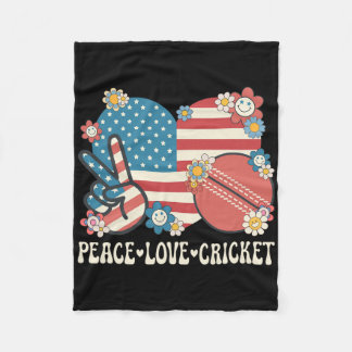 Couverture Polaire Peace Love Cricket Lover American Flag Patriotic C