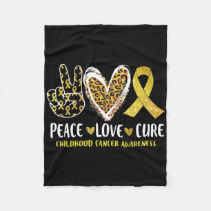 Couverture Polaire Peace Love Cure Chilhood Cancer Awareness Leopart