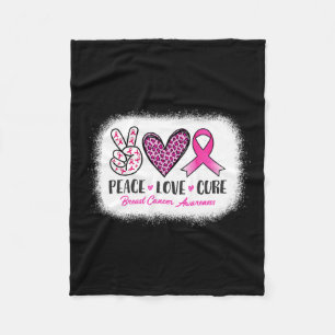 Couverture Polaire Peace Love Cure Leopard Sensibilisation au cancer