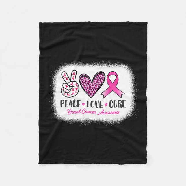Couverture Polaire Peace Love Cure Leopard Sensibilisation au cancer  (Devant)