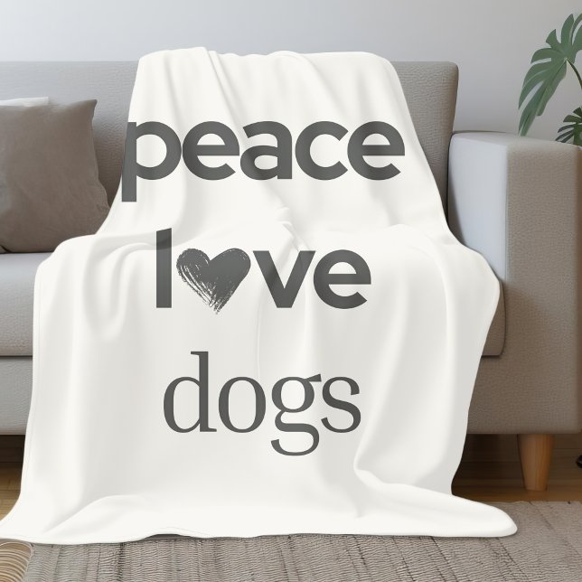 Couverture Polaire Peace Love Dogs | Rescue Dog Mom Modern Home Decor (Créateur téléchargé)