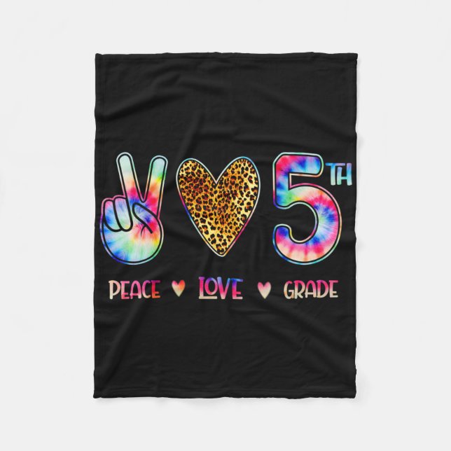 Couverture Polaire Peace Love Fifth Grade Squad Back To School Gift  (Devant)