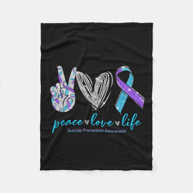 Couverture Polaire Peace Love Life Suicide Prevention Awareness Heart (Devant)