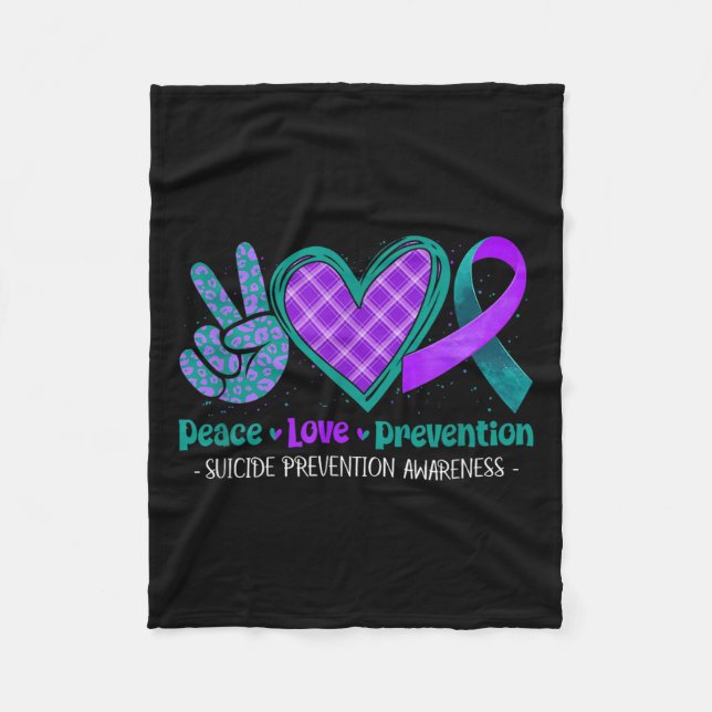 Couverture Polaire Peace Love Life Suicide Prevention Awareness Purpl (Devant)