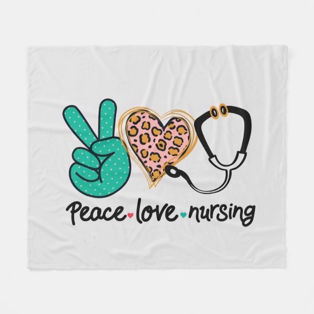 Couverture Polaire Peace Love Nuring (Devant (Horizontal))