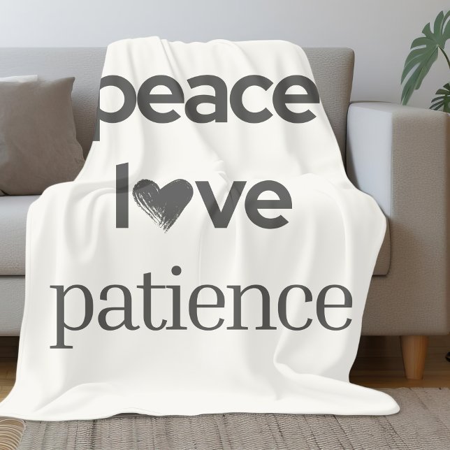 Couverture Polaire Peace Love Patience - Cozy Calm Modern Lifestyle (Créateur téléchargé)