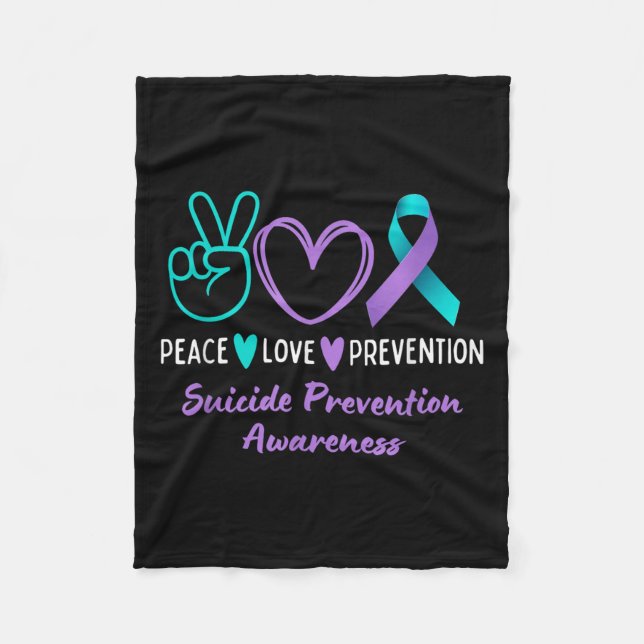Couverture Polaire Peace Love Prevention Suicide Awareness Teal Purpl (Devant)
