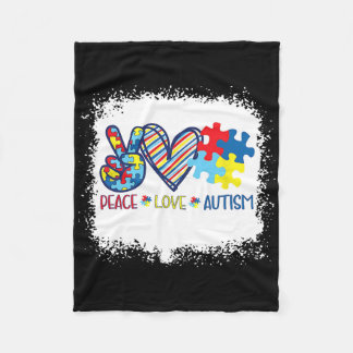 Couverture Polaire Peace Love Ribbon Sensibilisation sur l'autisme Ac