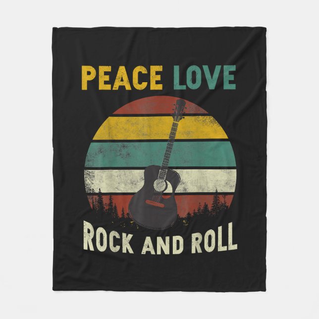 Couverture Polaire Peace Love & Rock & Roll Guitare Player Guitariste (Devant)