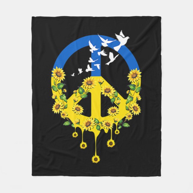 Couverture Polaire Peace Love Ukraine Dove Ukraine tournesol Ukraine (Devant)