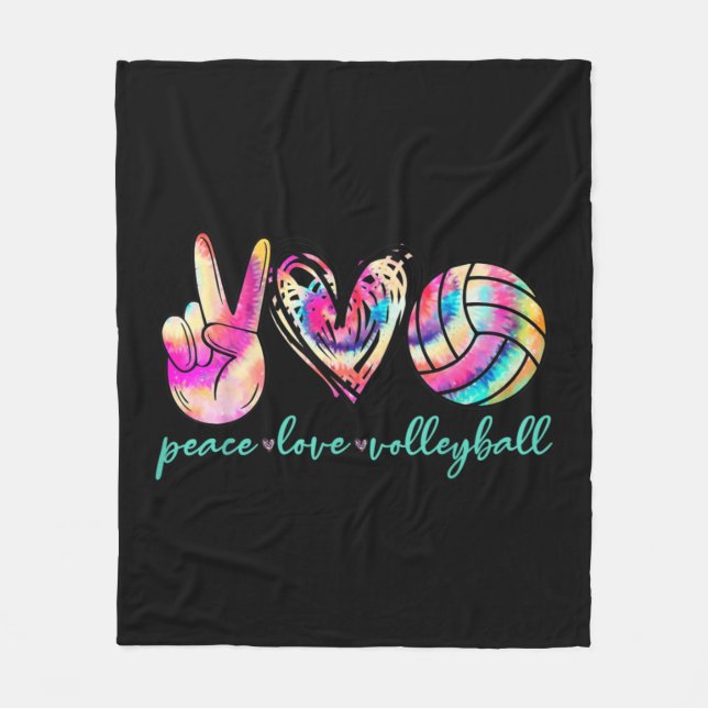 Couverture Polaire Peace Love Volleyball Joueuse Tie Dye Style Femmes (Devant)