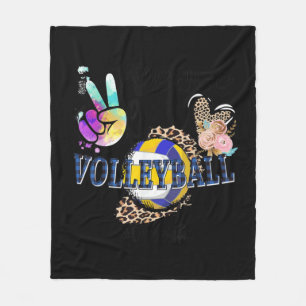 Couverture Polaire Peace Love Volleyball Oma Life Mom Grandma Leopard